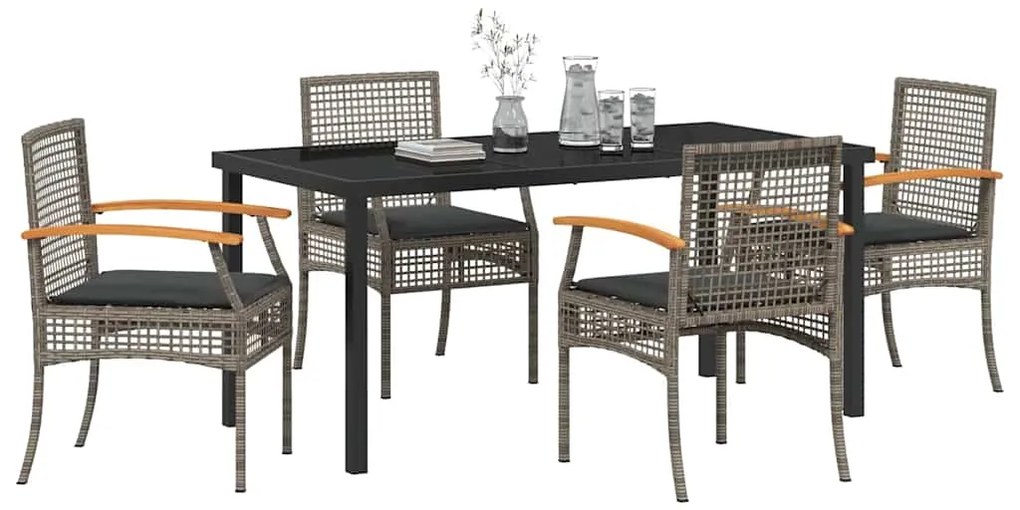 vidaXL Σέτ φαγητού για κήπο 5 pcs Γκρι συνθετικό ρατάν