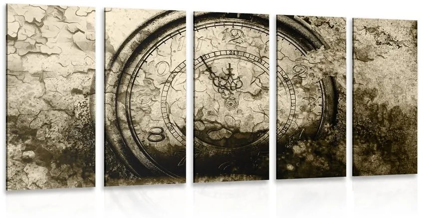 Ρολόι αντίκα 5 τμημάτων εικόνας σε σχέδιο σέπια