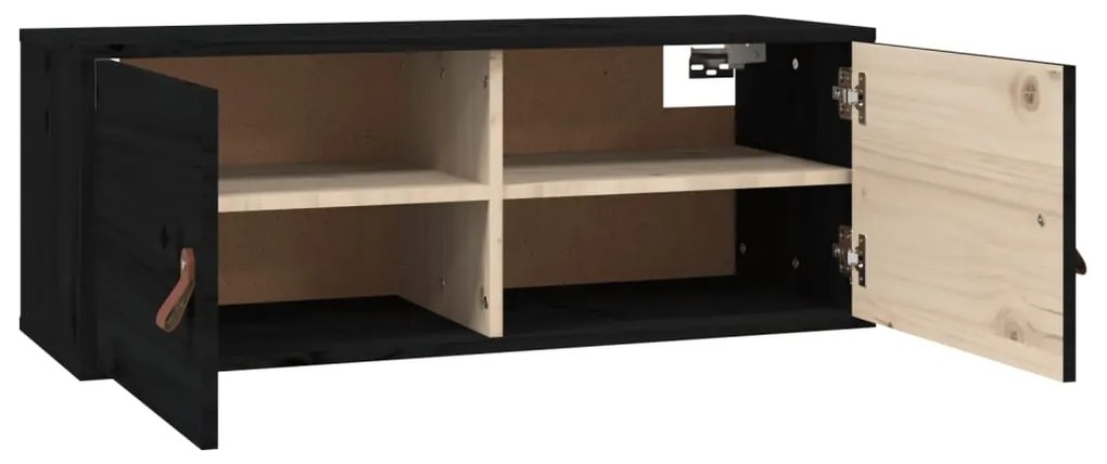 vidaXL Ντουλάπια Τοίχου 2 τεμ. Μαύρα 80x30x30εκ από Μασίφ Ξύλο Πεύκου