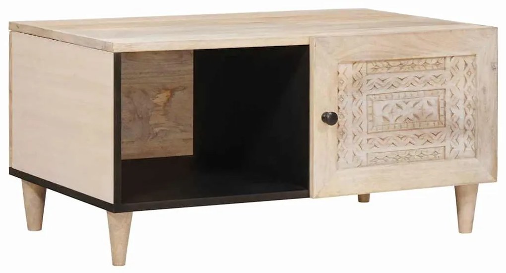 vidaXL Τραπεζάκι σαλονιού Μπεζ 80 x 50 x 40 cm Μασίφ ξύλο μάνγκο
