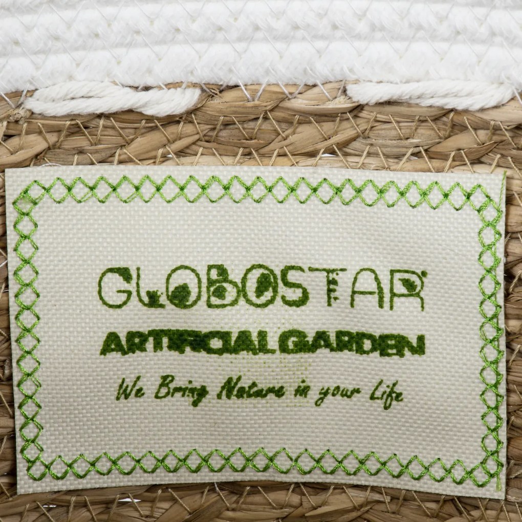 GloboStar® Artificial Garden SARDINIA 20335 ΣΕΤ 3 Διακοσμητικά Πλεκτά Καλάθια - Κασπώ Γλάστρες - Flower Pots Μπεζ με Μακραμέ A:Φ25cm x Υ20cm B:Φ30cm x Υ27cm C:Φ35cm x Υ30cm