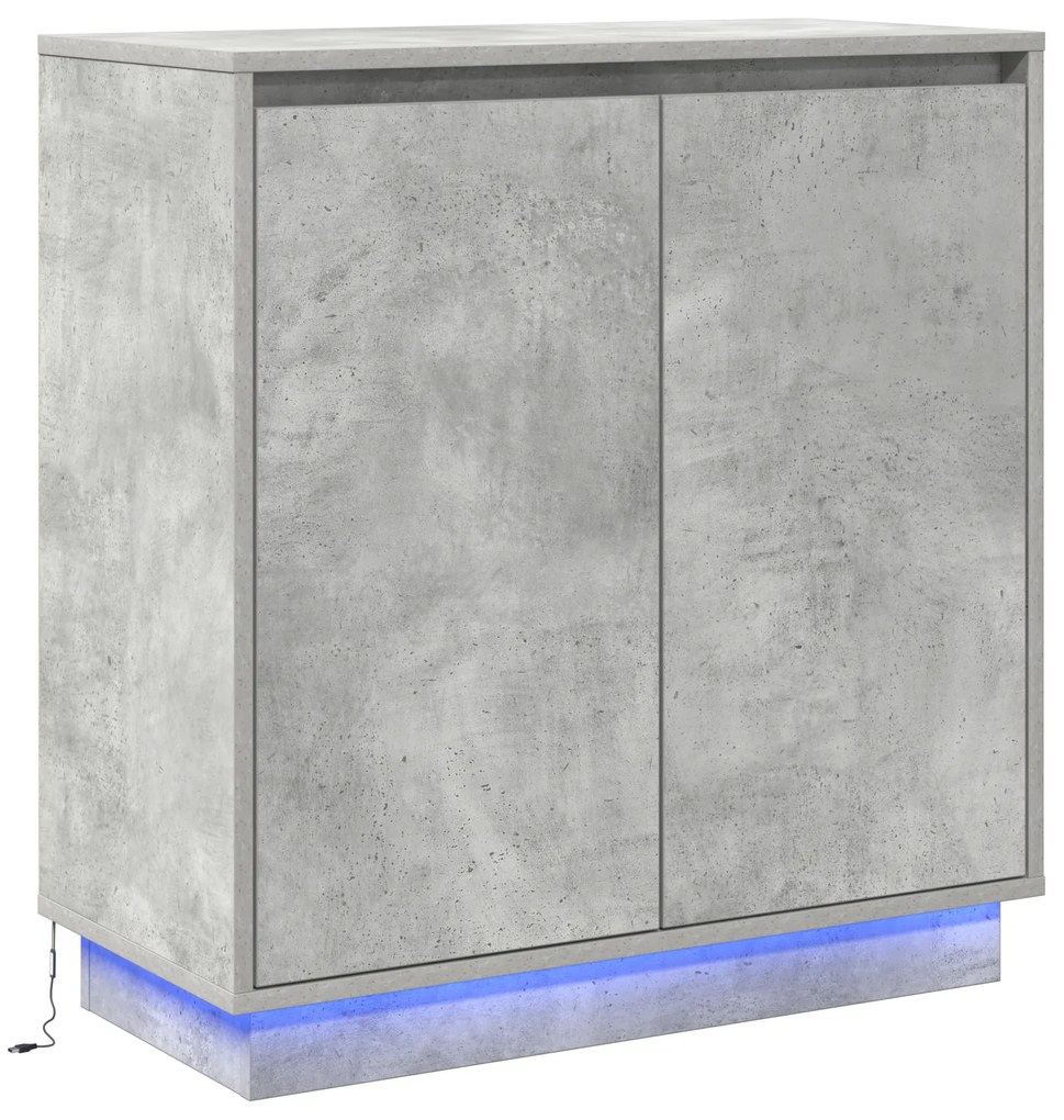 vidaXL Κονσόλα με LED Γκρι Σκυρόδεμα 71x34,5x75 εκ από Ξύλο