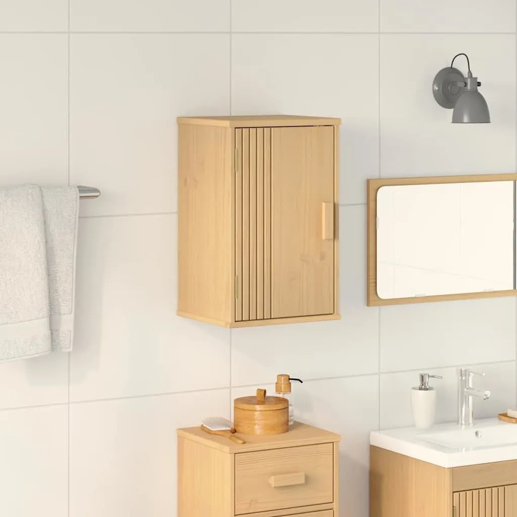 vidaXL Ντουλάπι Μπάνιου με ράφι Καφέ 35 x 30 x 55 cm Μασίφ ξύλο πεύκου
