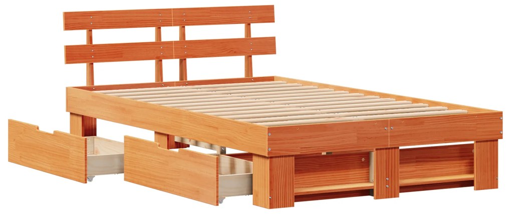 vidaXL Σκελετός Κρεβατιού Καφέ κεριού 120 x 190 cm Μασίφ ξύλο πεύκου