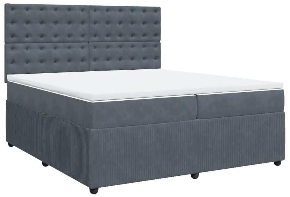 vidaXL Κρεβάτι Boxspring με Στρώμα Σκούρο Γκρι 200x200 εκ. Βελούδινο