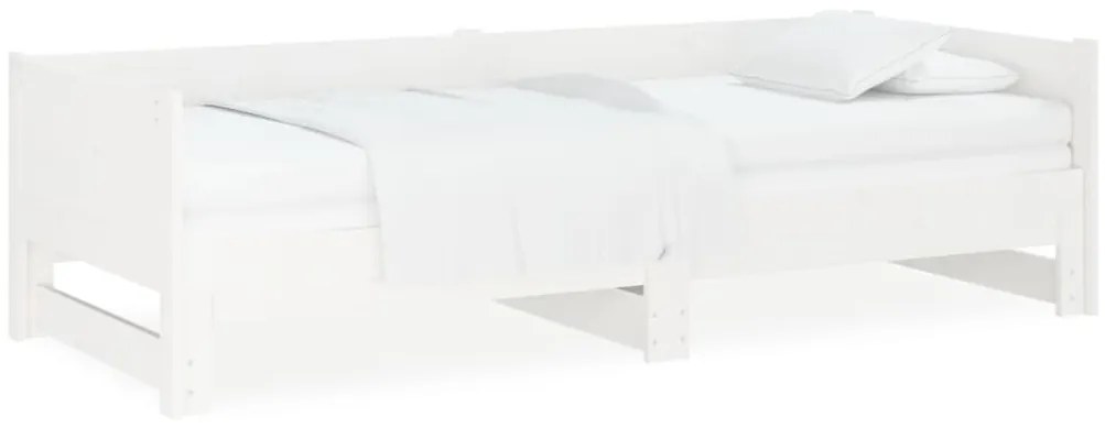vidaXL Καναπές Κρεβάτι Συρόμενος Λευκός 2x(90x190) εκ. από Μασίφ Πεύκο