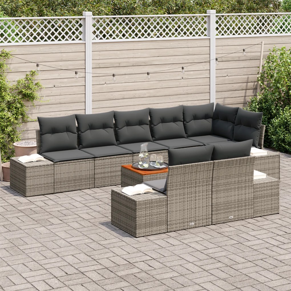 vidaXL Σετ Σαλονιού Κήπου 9 pcs Γκρι 55 x 55 x 37 εκ