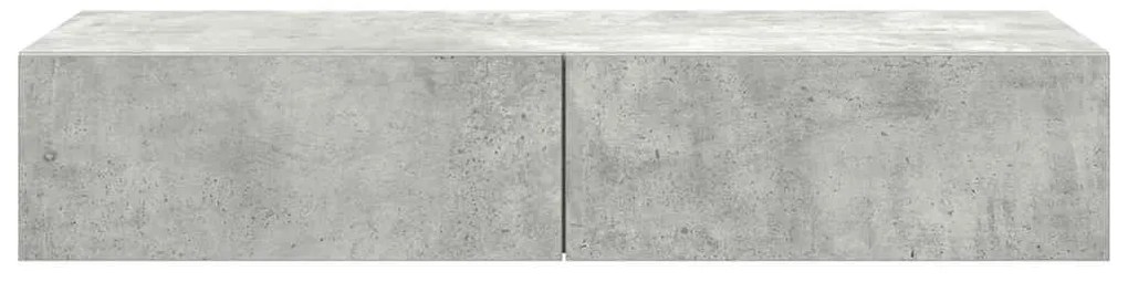 Ράφι τοίχου με συρτάρια Γκρι μπετόν 100x36x19 cm Ξύλο μηχανής 859989