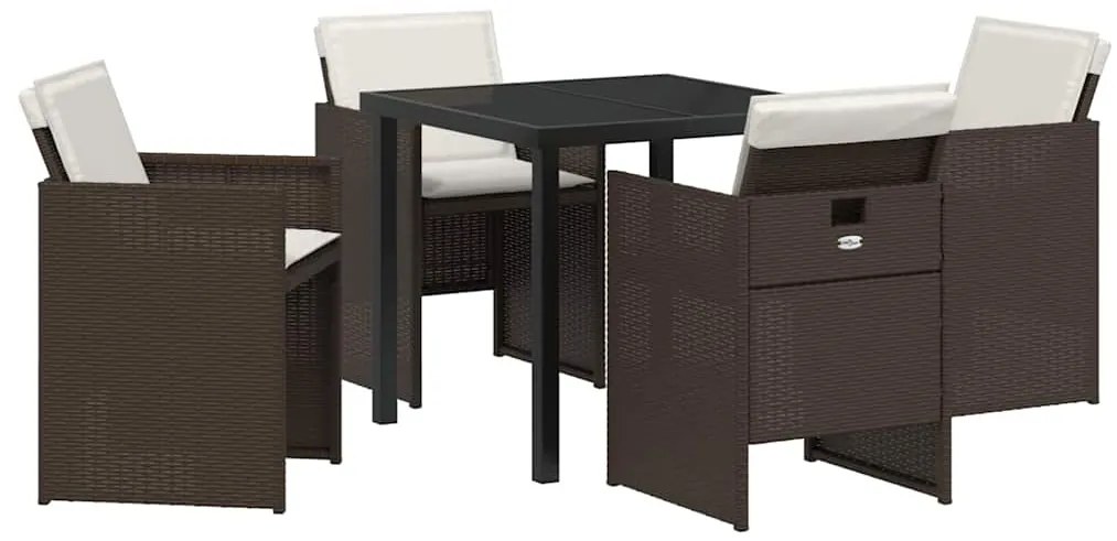 vidaXL Σέτ φαγητού για κήπο 5 pcs Καφέ συνθετικό ρατάν