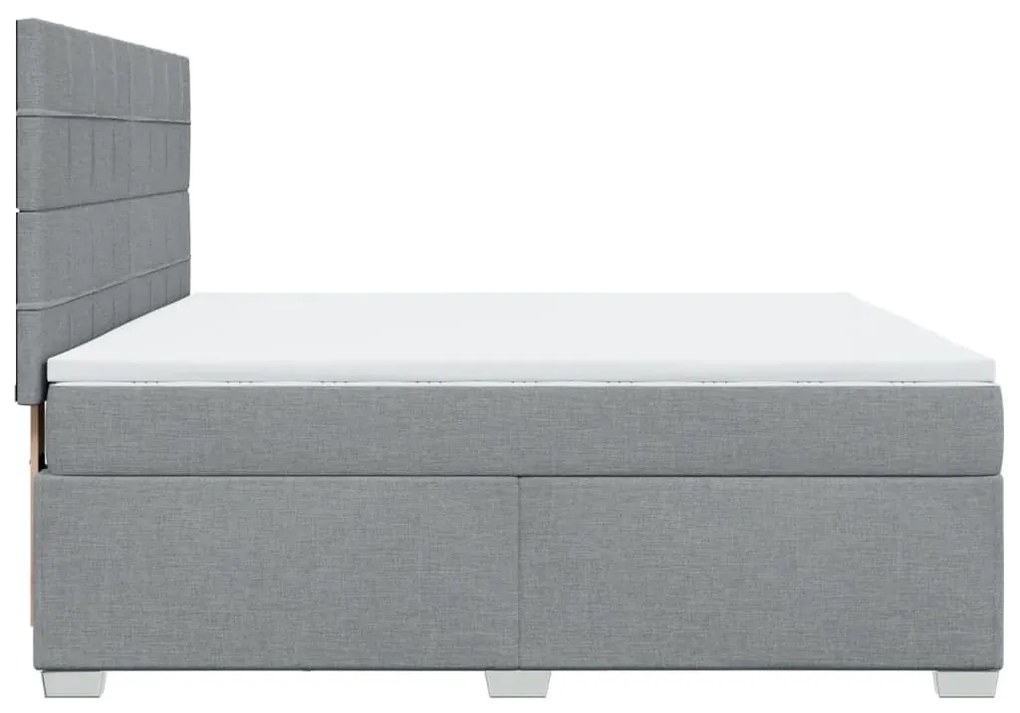 Κρεβάτι Boxspring με Στρώμα Ανοιχτό Γκρι 180x200 εκ. Υφασμάτινο - Γκρι