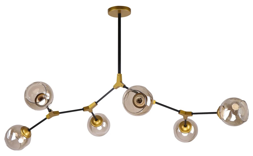 Φωτιστικό Οροφής  KQ 51454/6 CONELLY BLACK, BRASS AND HONEY PENDANT Ζ3 - 77-8106 - 51W - 100W - 77-8106