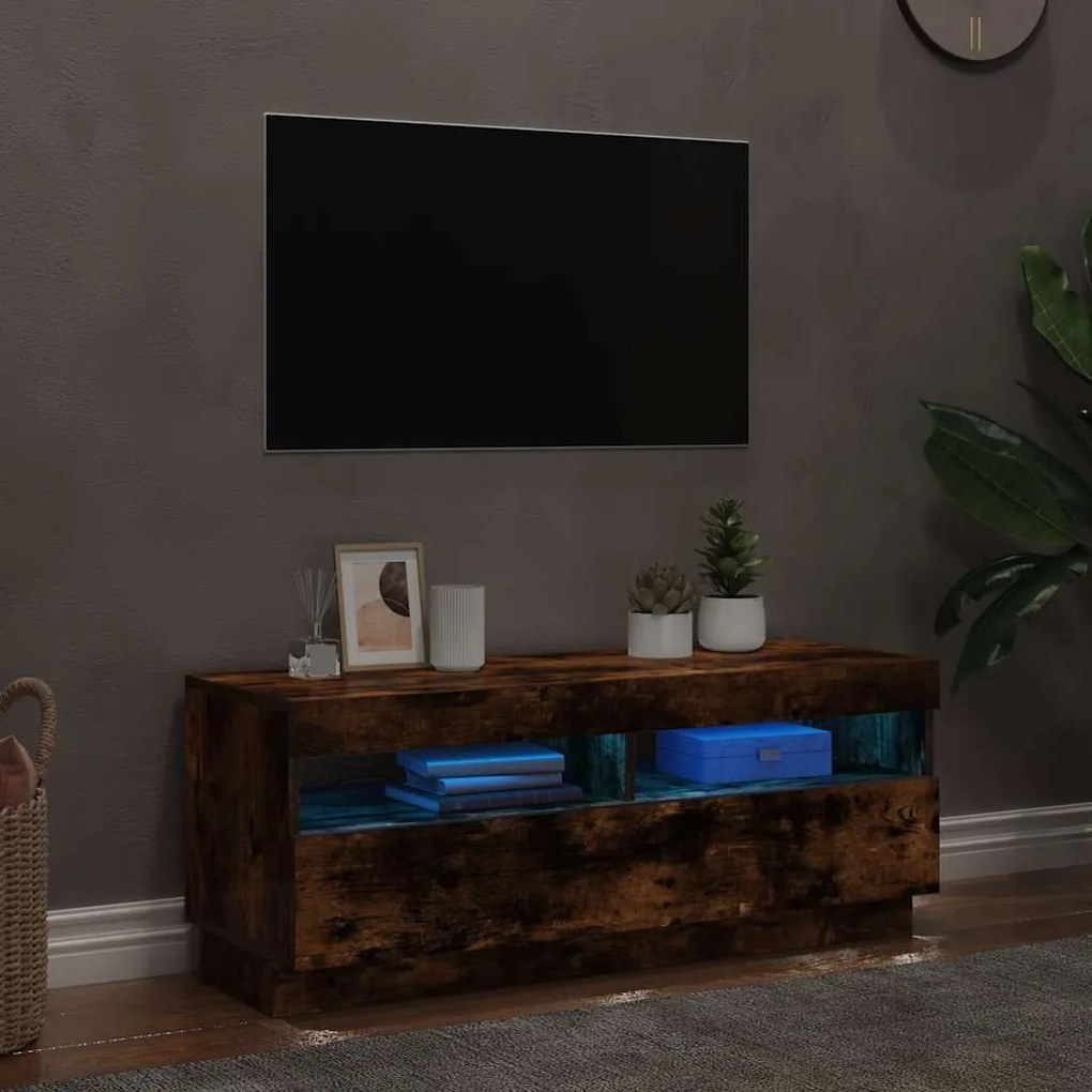 vidaXL Έπιπλο Τηλεόρασης με LED Καπνιστή Δρυς 100x35x40 εκ.
