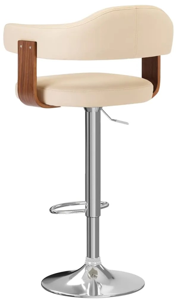 vidaXL Σκαμπό Μπαρ 2 τεμ. Κρεμ από Λυγισμένο Ξύλο και Συνθετικό Δέρμα