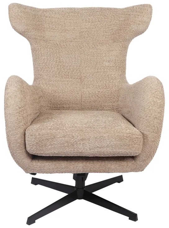 Πολυθρόνα Zefrina pakoworld περιστρεφόμενη μπεζ ύφασμα με βάση σε μαύρη απόχρωση 77x82x100-107εκ