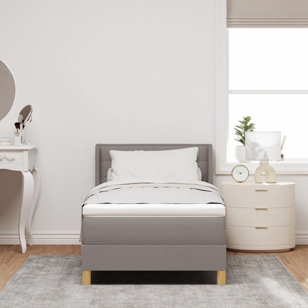 vidaXL Κρεβάτι Box Spring με Στρώμα σε Ταούπ, 90x200 εκ, Ύφασμα
