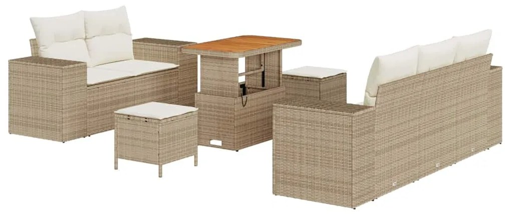 vidaXL Σετ Καναπέ Κήπου με μαξιλάρι 8 pcs Μπεζ συνθετικό ρατάν