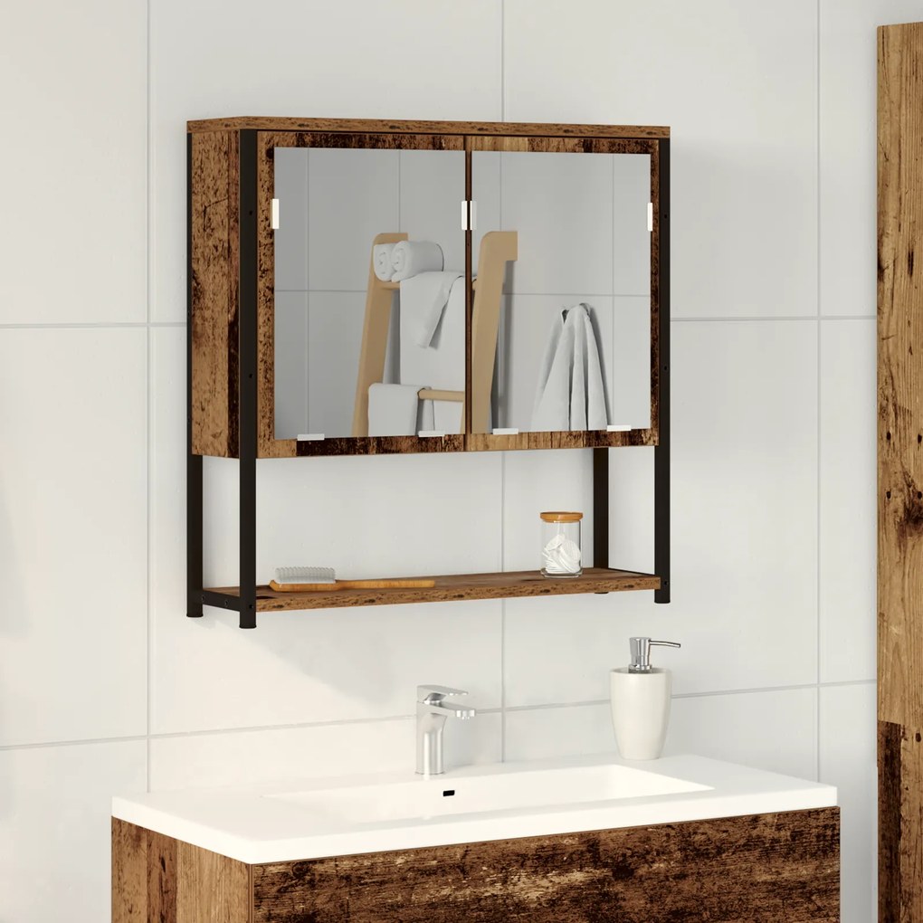 vidaXL Καθρέφτης Μπάνιου  από Παλιό Ξύλο 60x16x60 εκ. Κατασκευασμένο από Ξύλο