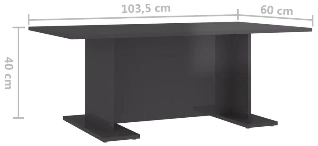 vidaXL Τραπεζάκι Σαλονιού Γυαλιστερό Γκρι 103,5x60x40 εκ. Μοριοσανίδα