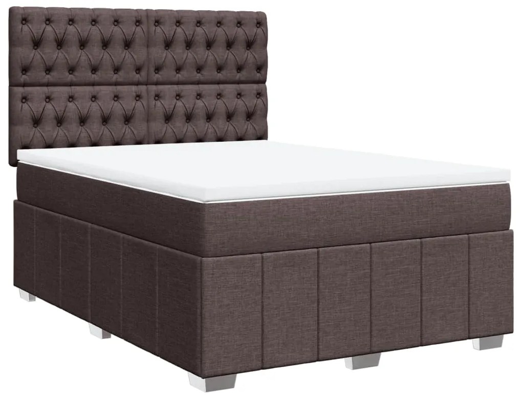 vidaXL Κρεβάτι Boxspring με Στρώμα Σκούρο Καφέ 160x200 εκ Υφασμάτινο