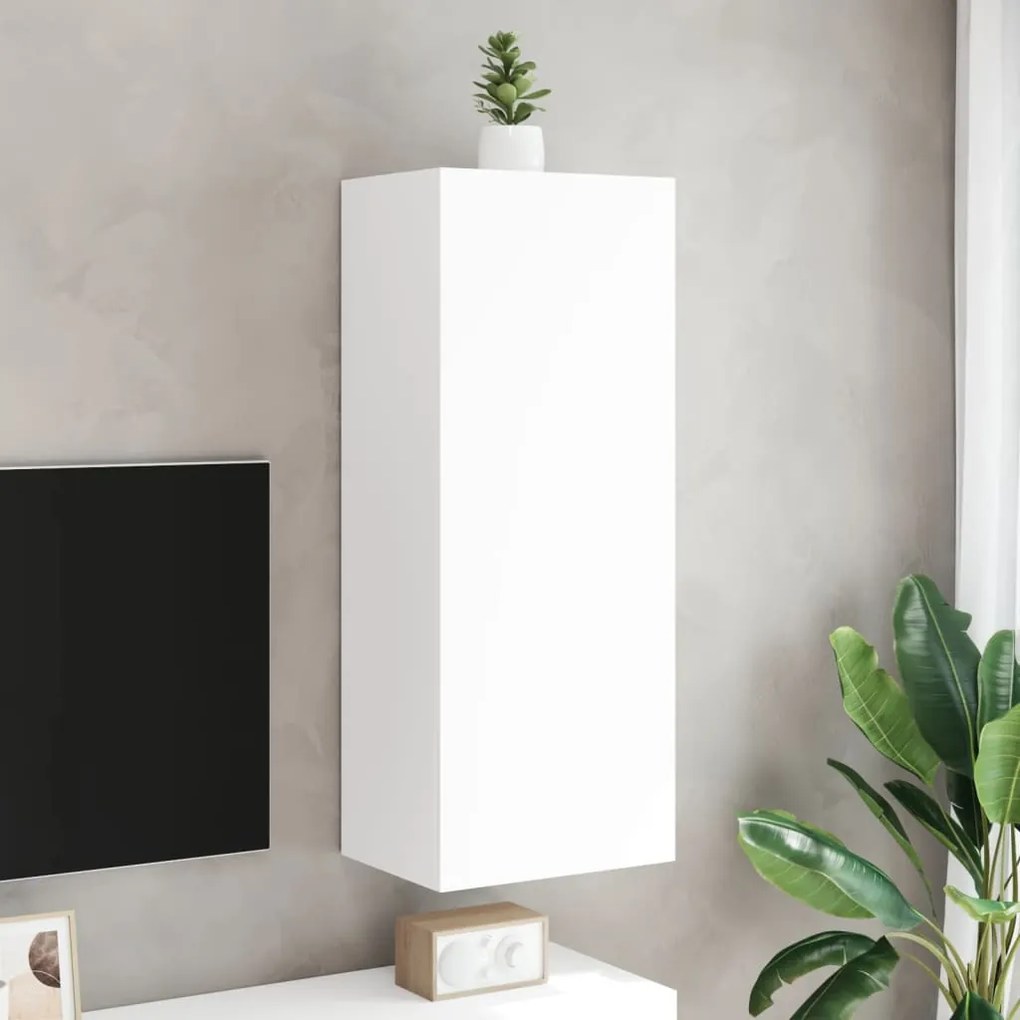 vidaXL Έπιπλο Τοίχου Τηλεόρασης Λευκό 40,5x30x102 εκ. από Επεξ. Ξύλο
