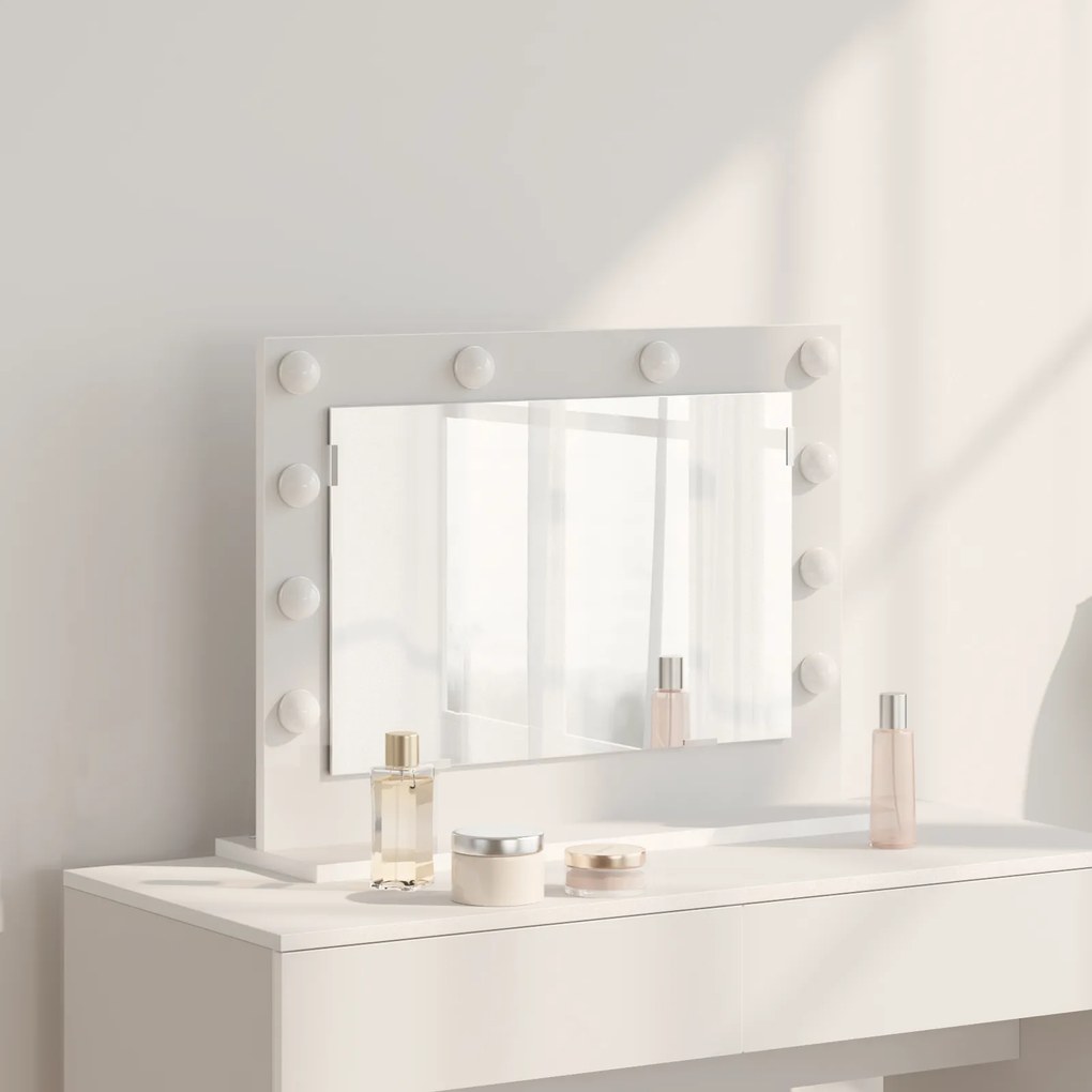 vidaXL Καθρέφτης Vanity  με LED φώτα Λευκό 60x45x18 εκ.