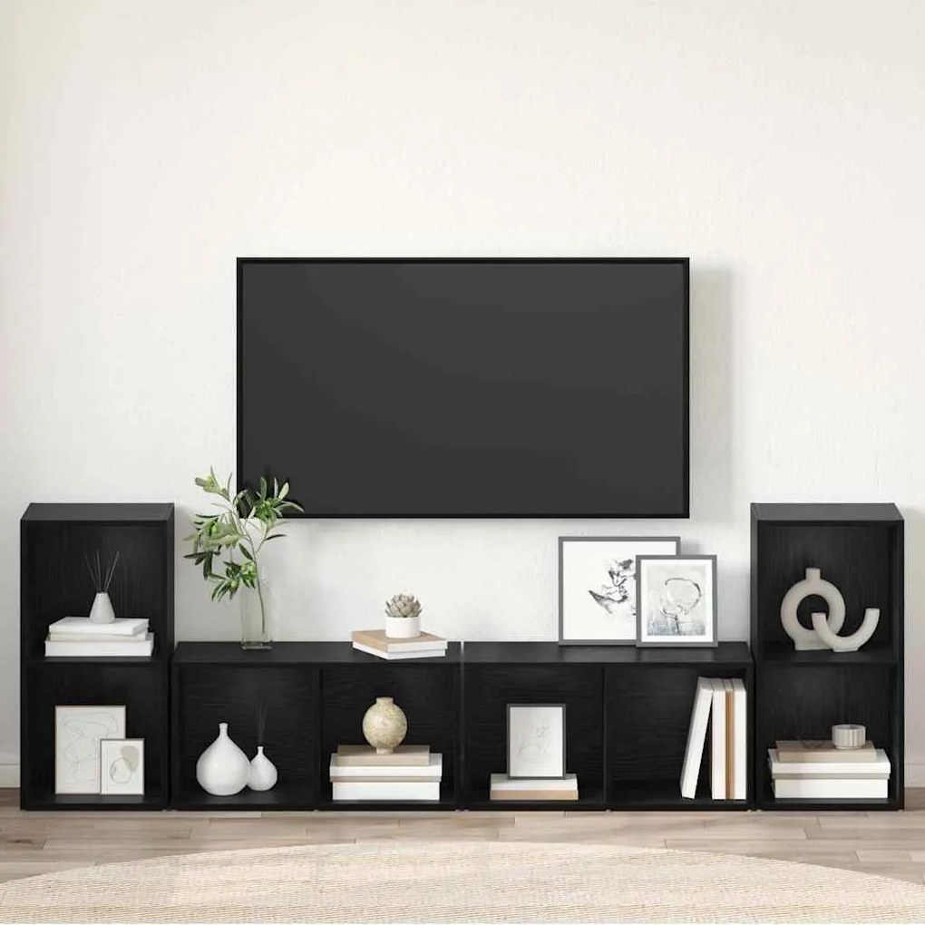 vidaXL Σετ επίπλου τηλεόρασης 4 pcs Μαύρη δρυς 37 x 35 x 72 εκ.
