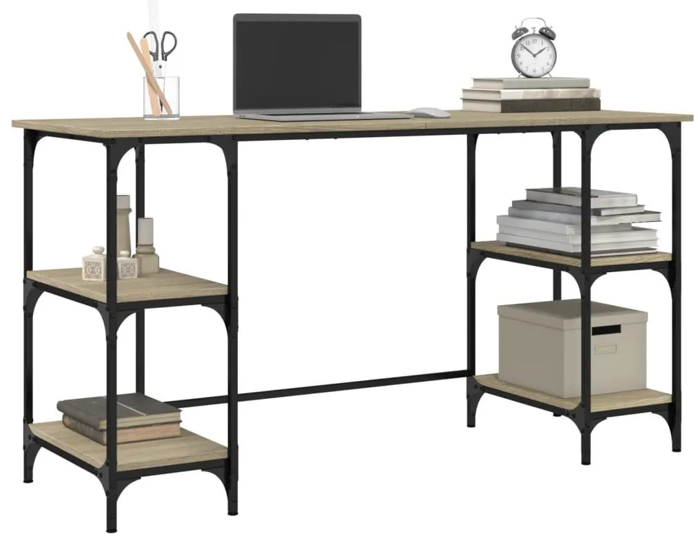 vidaXL Γραφείο Sonoma Δρυς 140x50x75 εκ. Μέταλλο & Επεξεργασμένο Ξύλο