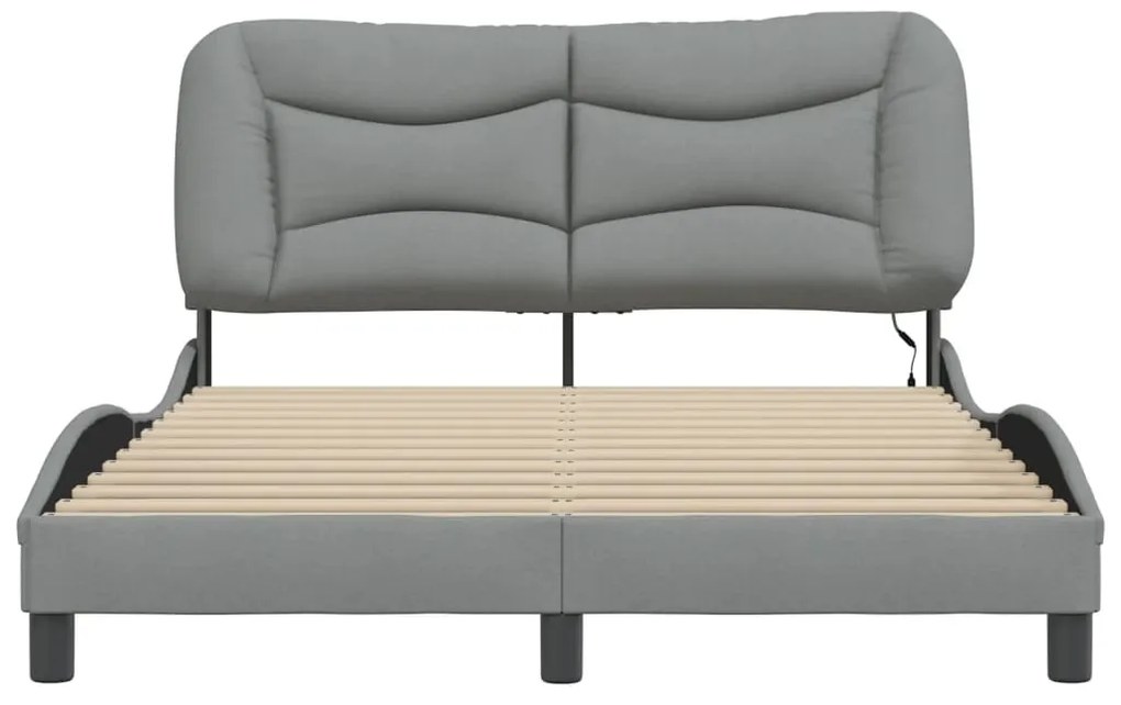 vidaXL Σκελετός Κρεβατιού με LED Χωρίς Στρώμα Hvar Αν. Γκρι 120x200 εκ.