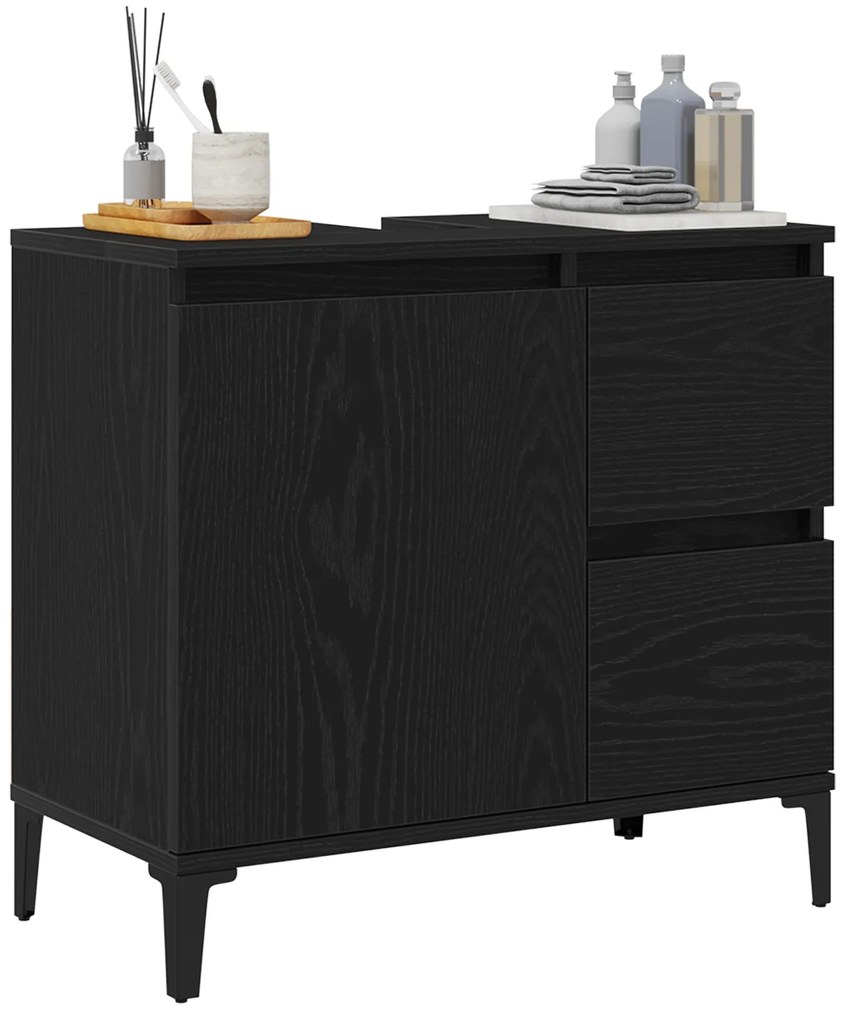 vidaXL Ντουλάπι Νιπτήρα Μαύρη Δρυς 65x33x60 εκ. Ξύλο Επεξεργασμένο