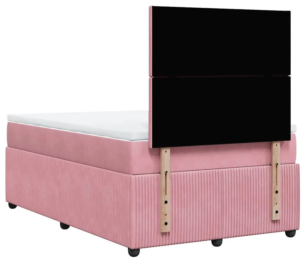 vidaXL Κρεβάτι Boxspring με Στρώμα Ροζ 120x190 εκ. Βελούδινο