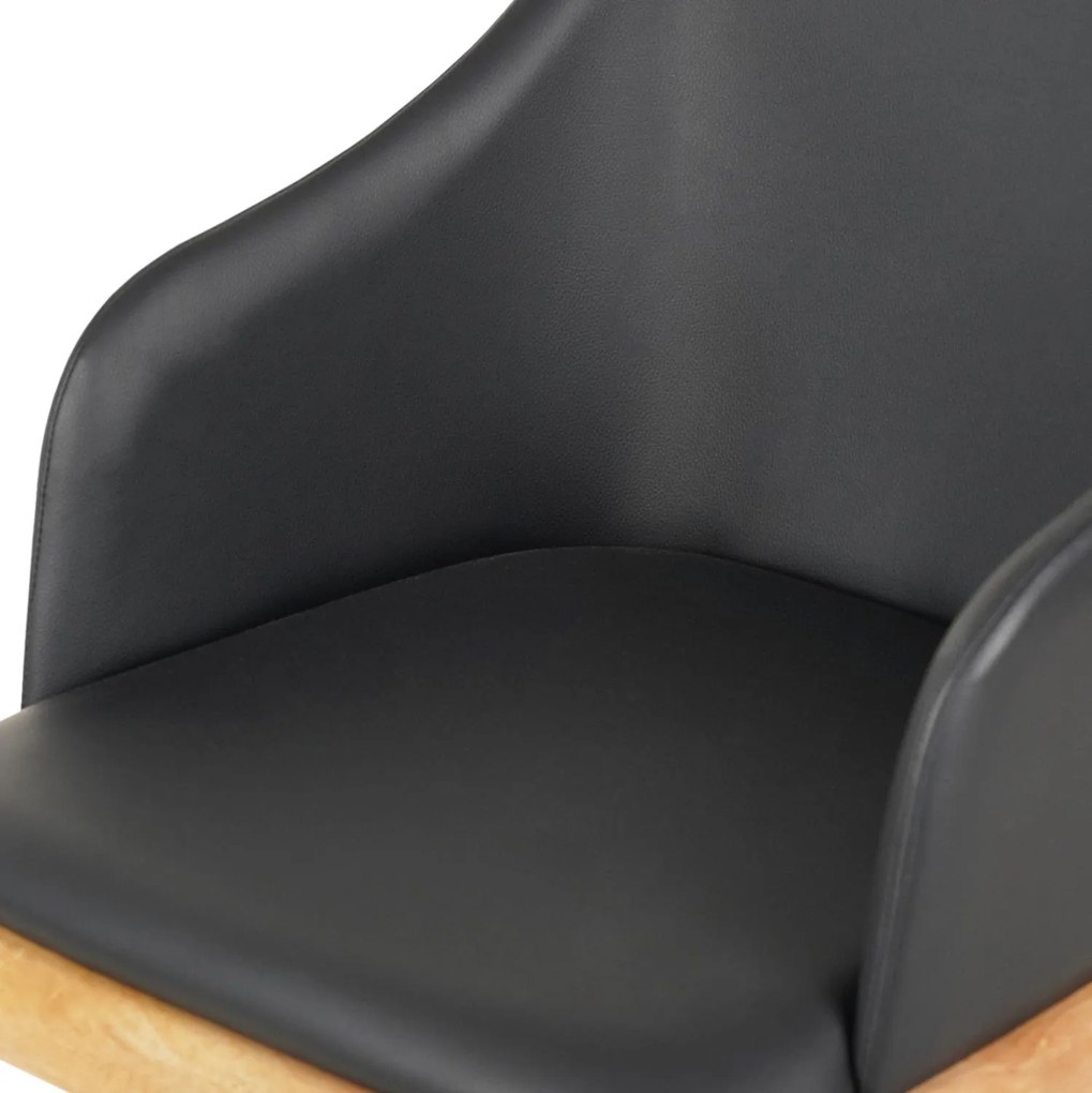 Πολυθρόνα Τραπεζαρίας FURLAN Rubberwood σε Oak-Μαύρο PU 54,5x58x78Υεκ. 54.5x58x78 εκ.