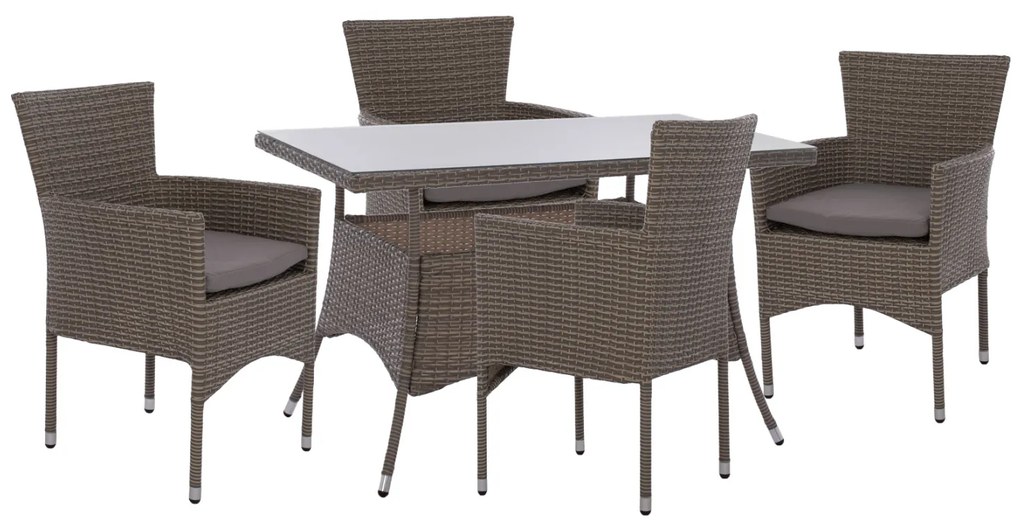 ΣΕΤ ΤΡΑΠΕΖΑΡΙΑΣ 5ΤΜΧ ΤΡΑΠ. 120Χ70 & ΠΟΛΥΘΡΟΝΕΣ WICKER RATTAN ΓΚΡΙ FB911712.31 9996284