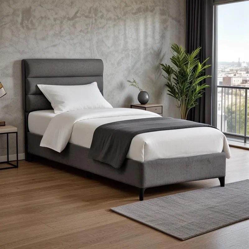 Επενδυμένο Κρεβάτι Limit Ημίδιπλο Ανθρακί 120x200εκ. 123x200x125 εκ.