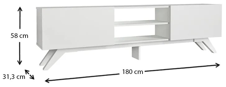 Έπιπλο τηλεόρασης Jarvis Megapap χρώμα λευκό 180x31,3x58εκ.