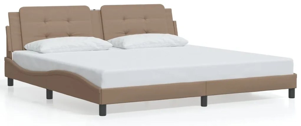 vidaXL Σκελετός Κρεβατιού Χωρίς Στρώμα Zadar Καπουτσίνο 200x200εκ. Συνθ. Δέρμα