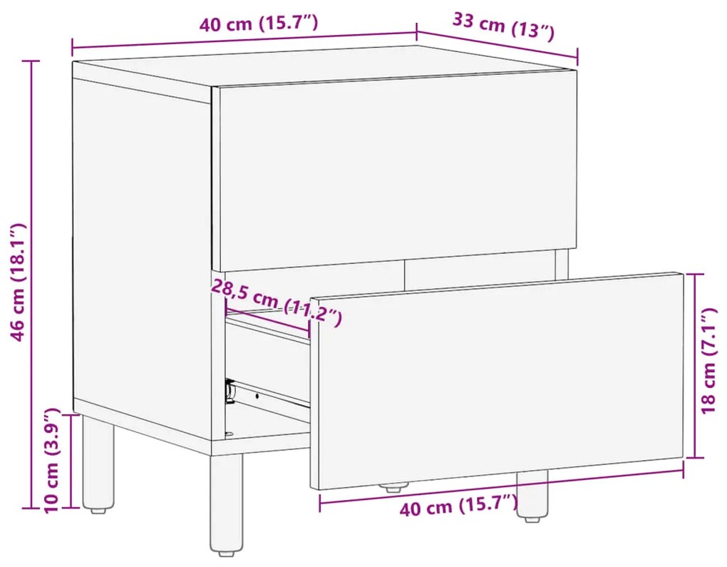 ΚΟΜΟΔΙΝΟ ΜΑΥΡΟ 40 X 33 X 46 ΕΚ. ΑΠΟ ΜΑΣΙΦ ΞΥΛΟ ΜΑΝΓΚΟ 4017646