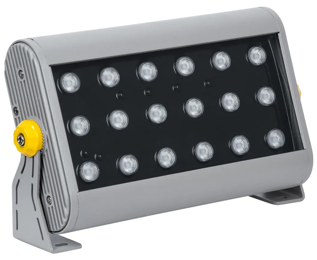 GloboStar FLOOD-HENA 90642 Προβολέας Wall Washer για Φωτισμό Κτιρίων LED 36W 3600lm 30° DC 24V Αδιάβροχο IP65 Μ30 x Π6 x Υ17cm Πολύχρωμο RGB DMX512 - Ασημί - 3 Years Warranty