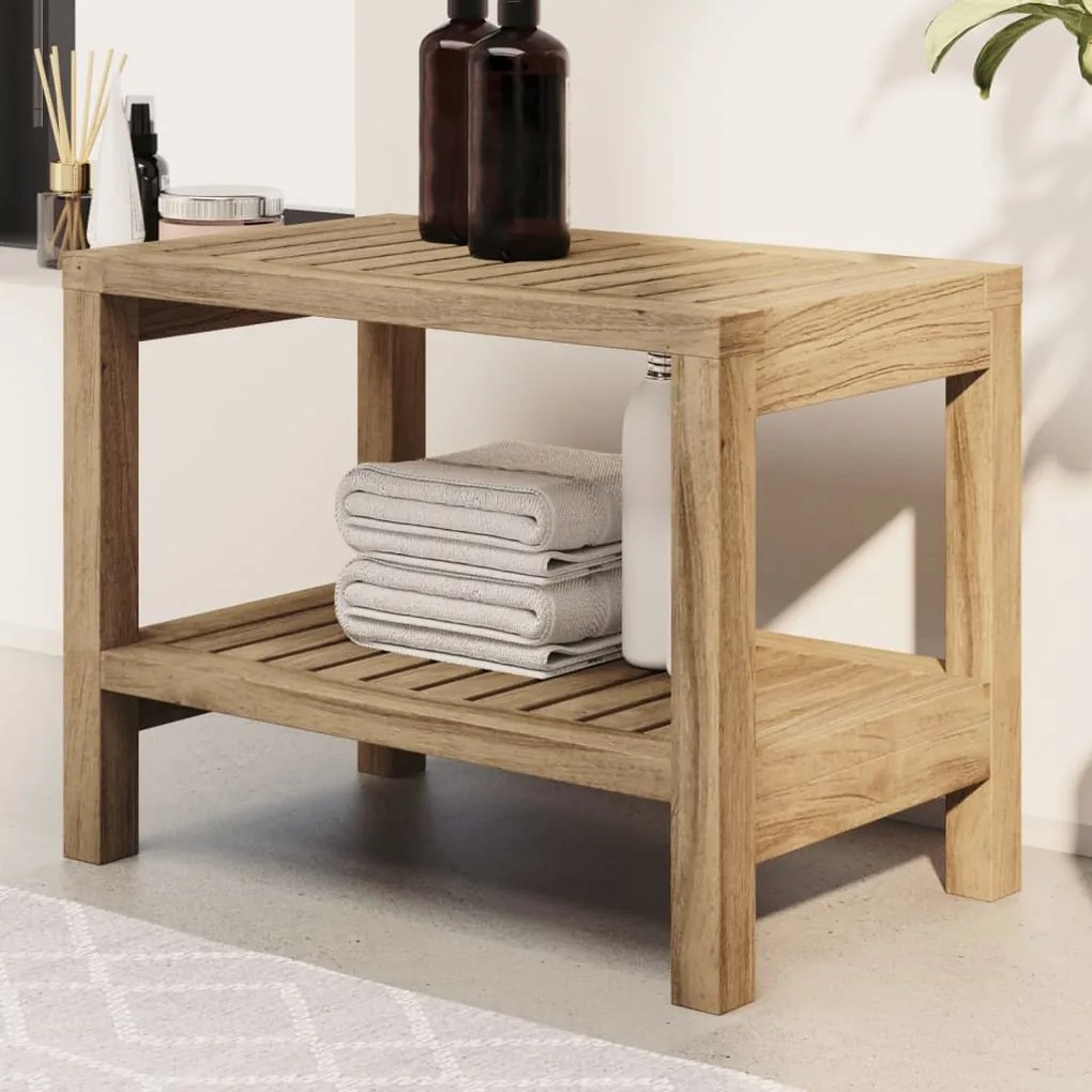 vidaXL Σκαμπό Ντουζιέρας 60 x 30 x 45 εκ. από Μασίφ Ξύλο Teak