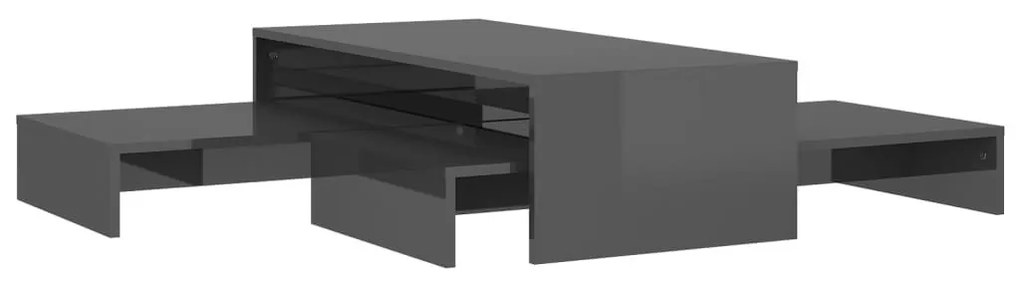 Τραπεζάκι Ζιγκόν Γυαλιστερό Γκρι 100x100x26,5 εκ. - Γκρι