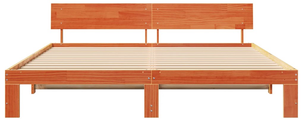 vidaXL Κρεβάτι με κεφαλάρι Κερωμένο Καφέ 180x200 εκ. Μασίφ ξύλο πεύκου