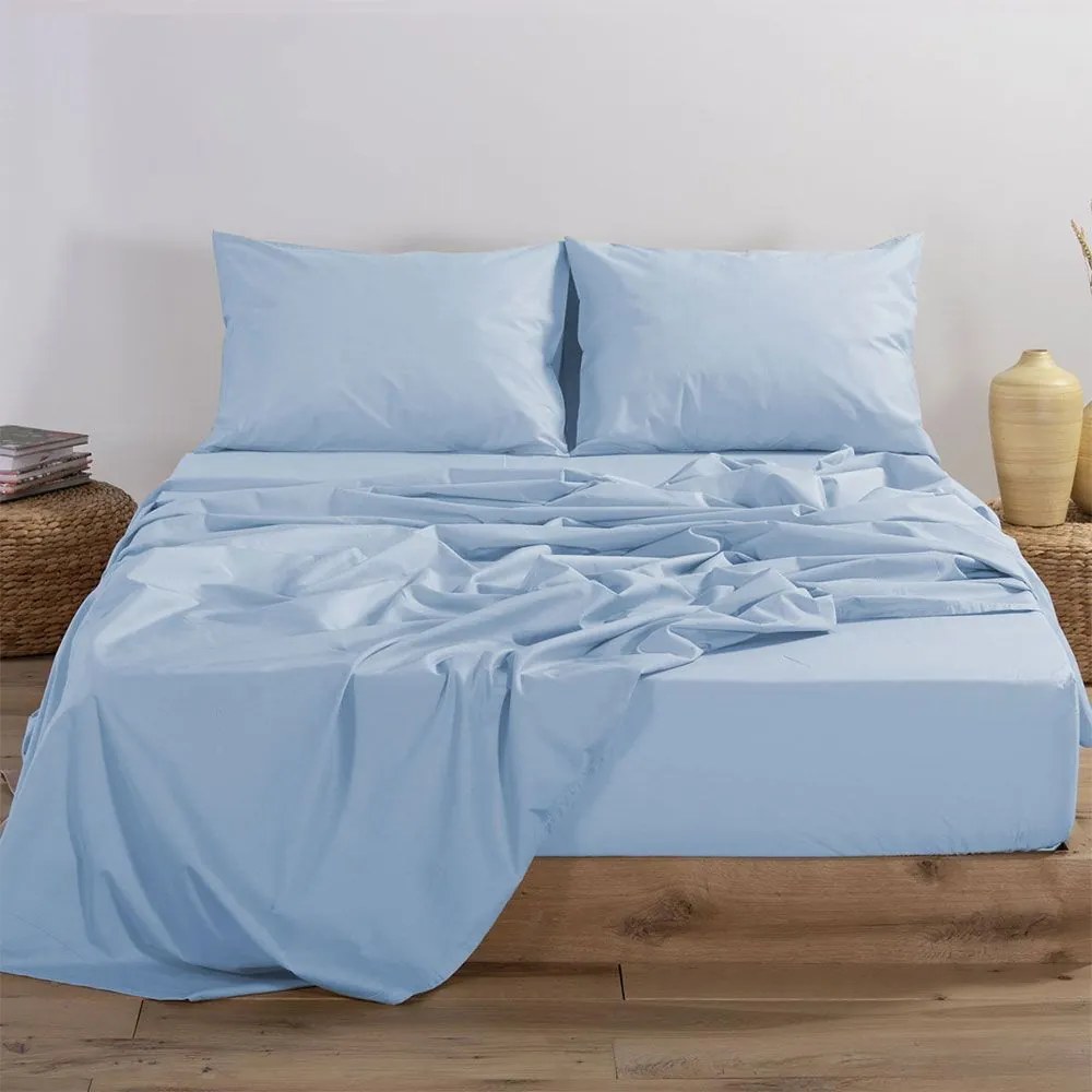 Σεντόνι Basic Με Λάστιχο Light Blue Nef-Nef Homeware Υπέρδιπλo 160x230cm 100% Βαμβάκι
