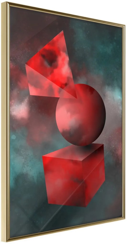 Αφίσα - Red Solid Figures - 30x45 - Χρυσό - Χωρίς πασπαρτού