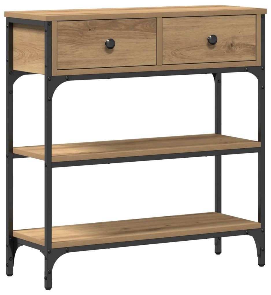 vidaXL Κονσόλα Οξιά 72,5x25x75 cm Ξύλο Μηχανικής Κατασκευής & Χάλυβας