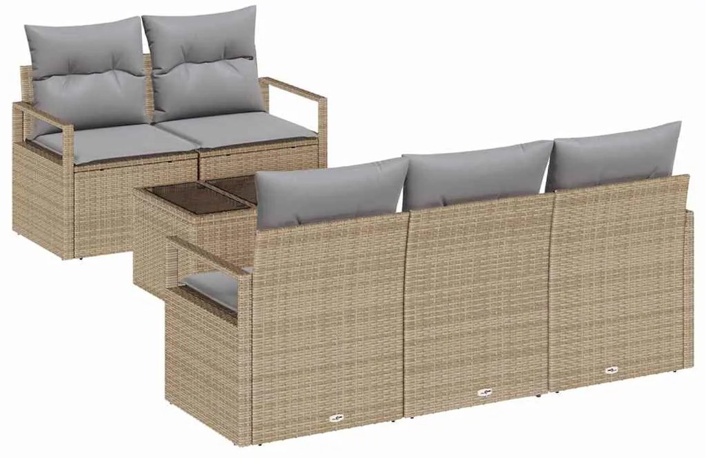 vidaXL Σετ Καναπέ 6 pcs Μπεζ και Γκρι συνθετικό ρατάν