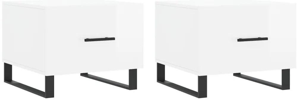 vidaXL Τραπεζάκια Σαλονιού 2 τεμ. Λευκά 50x50x40 εκ Επεξεργασμένο Ξύλο