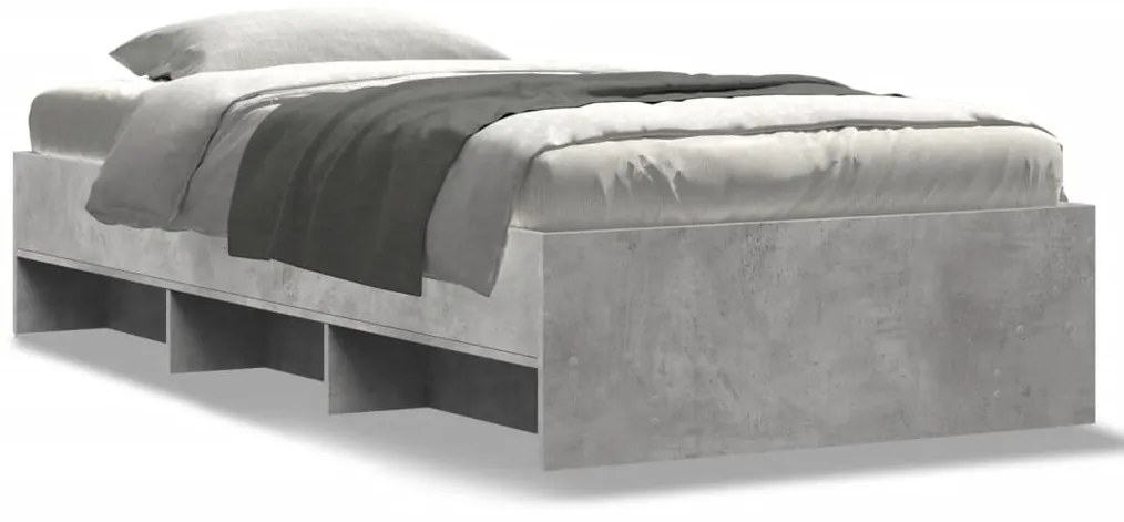 vidaXL Πλαίσιο Κρεβατιού Γκρι Σκυροδέματος 100x200 εκ. Επεξεργ. Ξύλο