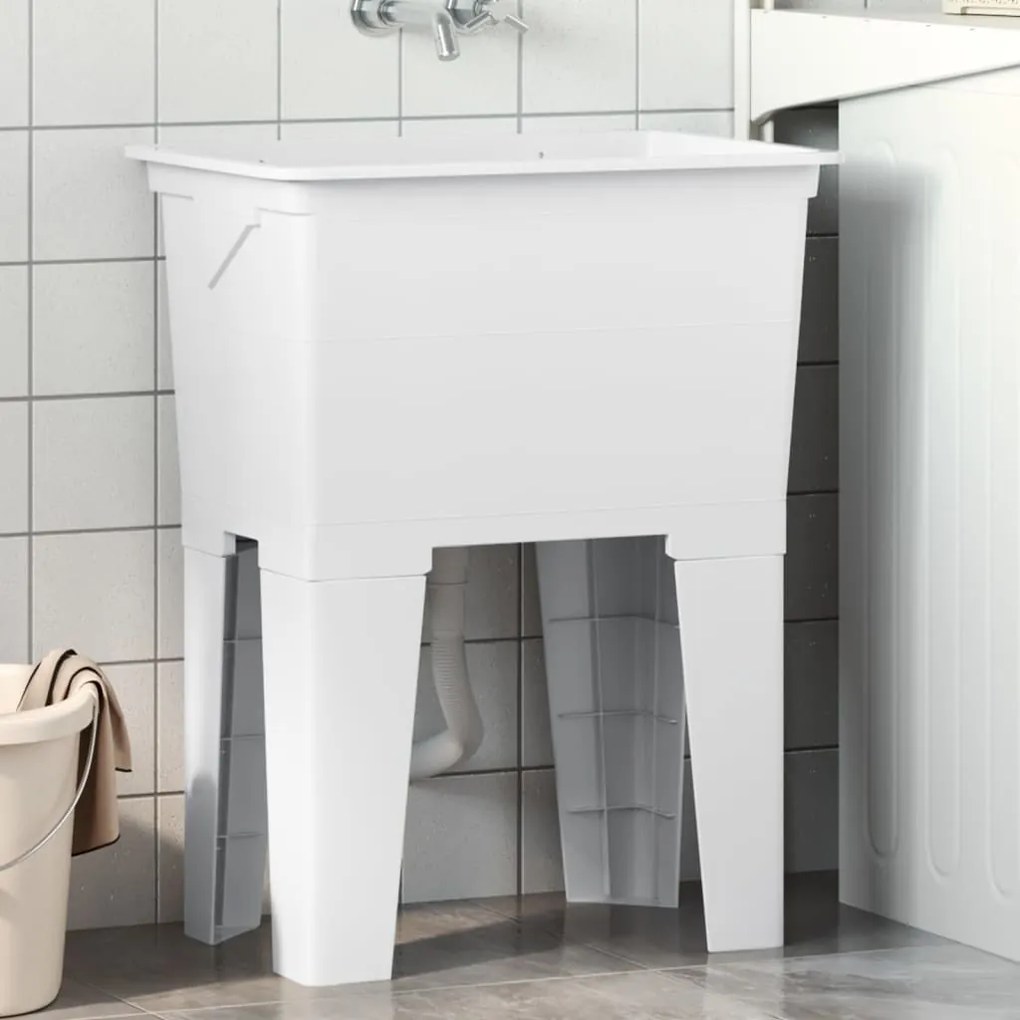 vidaXL Νιπτήρας Πλύσης Ρούχων Λευκός 59x41x75 εκ. από Ρητίνη