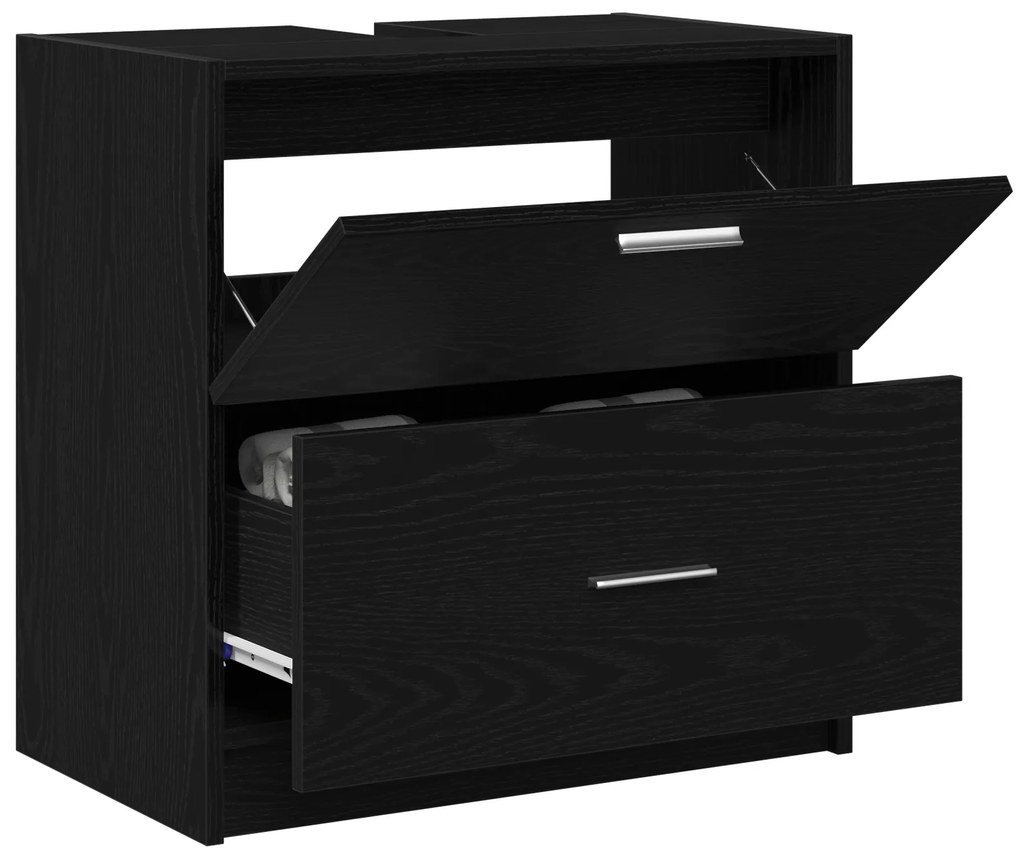 vidaXL Ντουλάπι Νιπτήρα Μαύρης Δρυός 59x37x59 εκ. Κατασκευασμένο Ξύλο