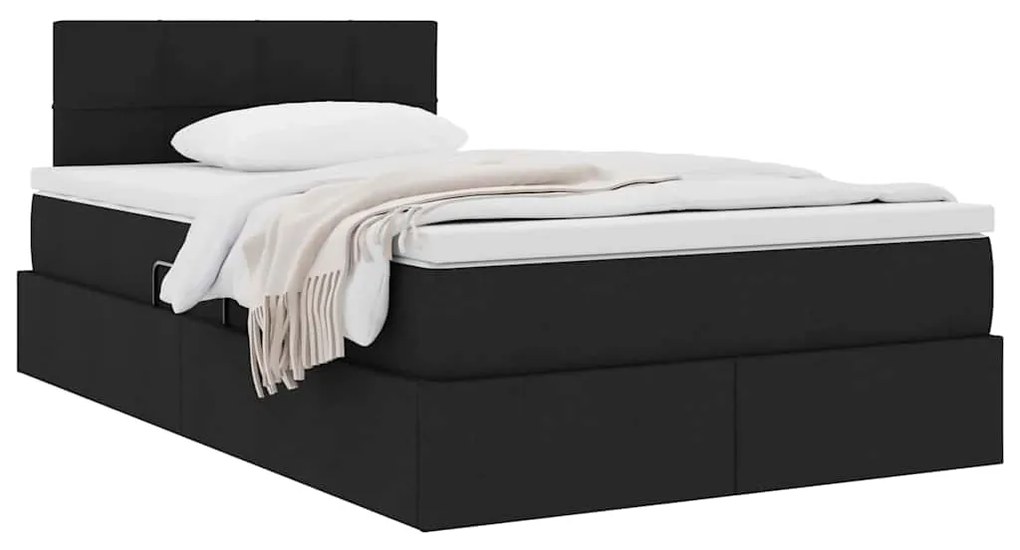 vidaXL Κρεβάτι με αποθηκευτικό χώρο και στρώμα Μαύρο 120 x 190 cm