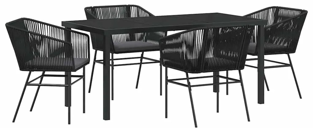 vidaXL Σέτ φαγητού για κήπο 5 pcs Μαύρο Πολυ ράταν